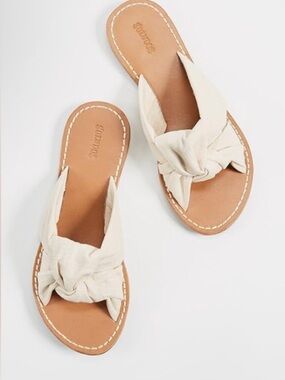 Anthropologie Soludos Sandal NWT Flats Knotted Slide Ivory Cotton 8
